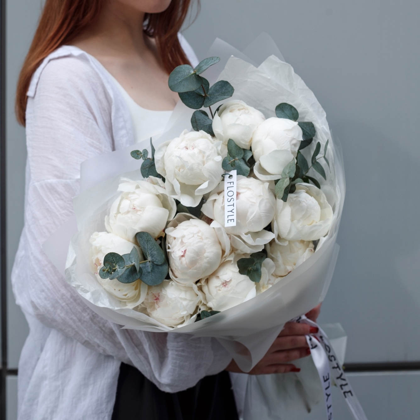 Букет белых пионов Mademoiselle model №348